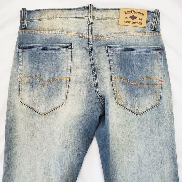 Lee Cooper East London Mens Zane Super Slim Tinted Distressed Denim Jeans Pants - Picture 6 of 10